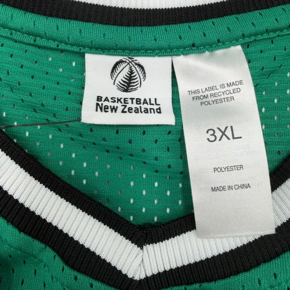 Basketball New Zealand Jersey Mens 3XL Green Black Official Licensed Mesh Top 8